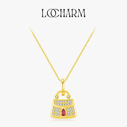 Glamorous CZ Bag Pendant Necklace