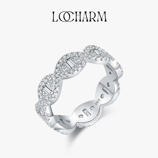 Geometric Clear Zirconia Eternity Band