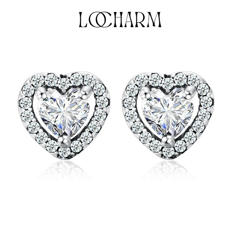 Heart-Shaped CZ Stud Earrings