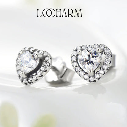 Heart-Shaped CZ Stud Earrings