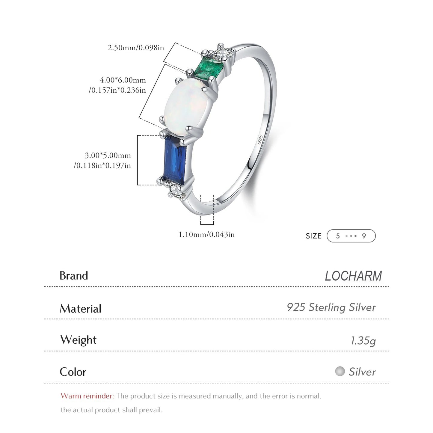 Opal & Colorful Zirconia Stackable Ring