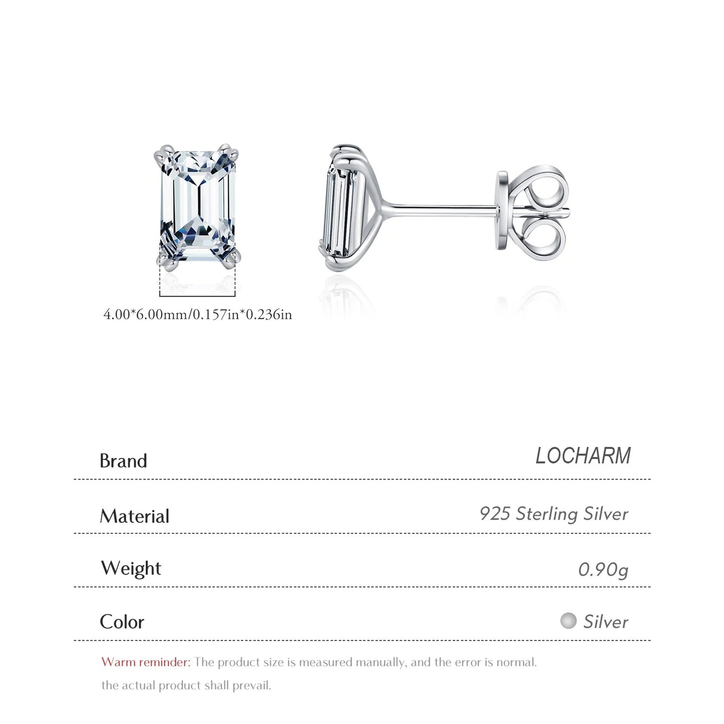 Emerald Cut CZ Stud Earrings