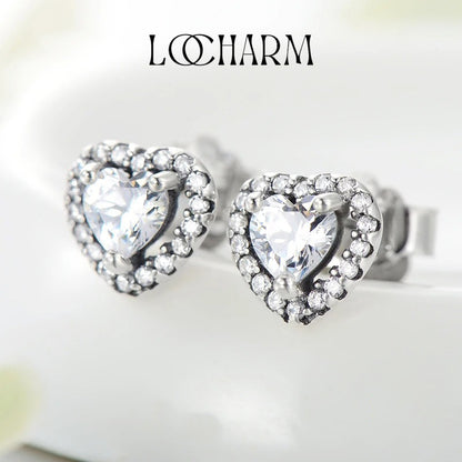 Heart-Shaped CZ Stud Earrings