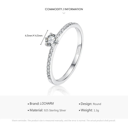 Sterling Silver Clear CZ Round Ring