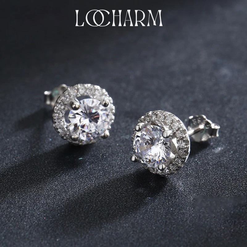 Luxury Sterling Silver Cubic Zirconia Stud Earrings