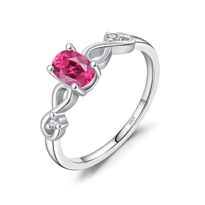 Oval Red CZ Infinite Love Ring