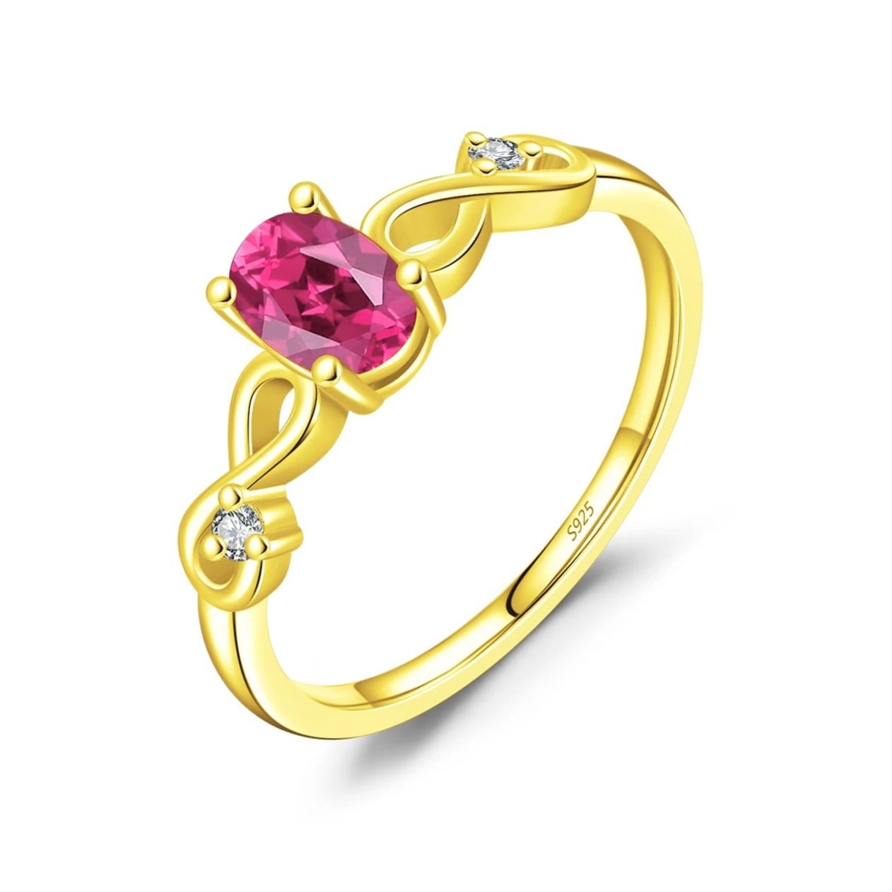 Oval Red CZ Infinite Love Ring